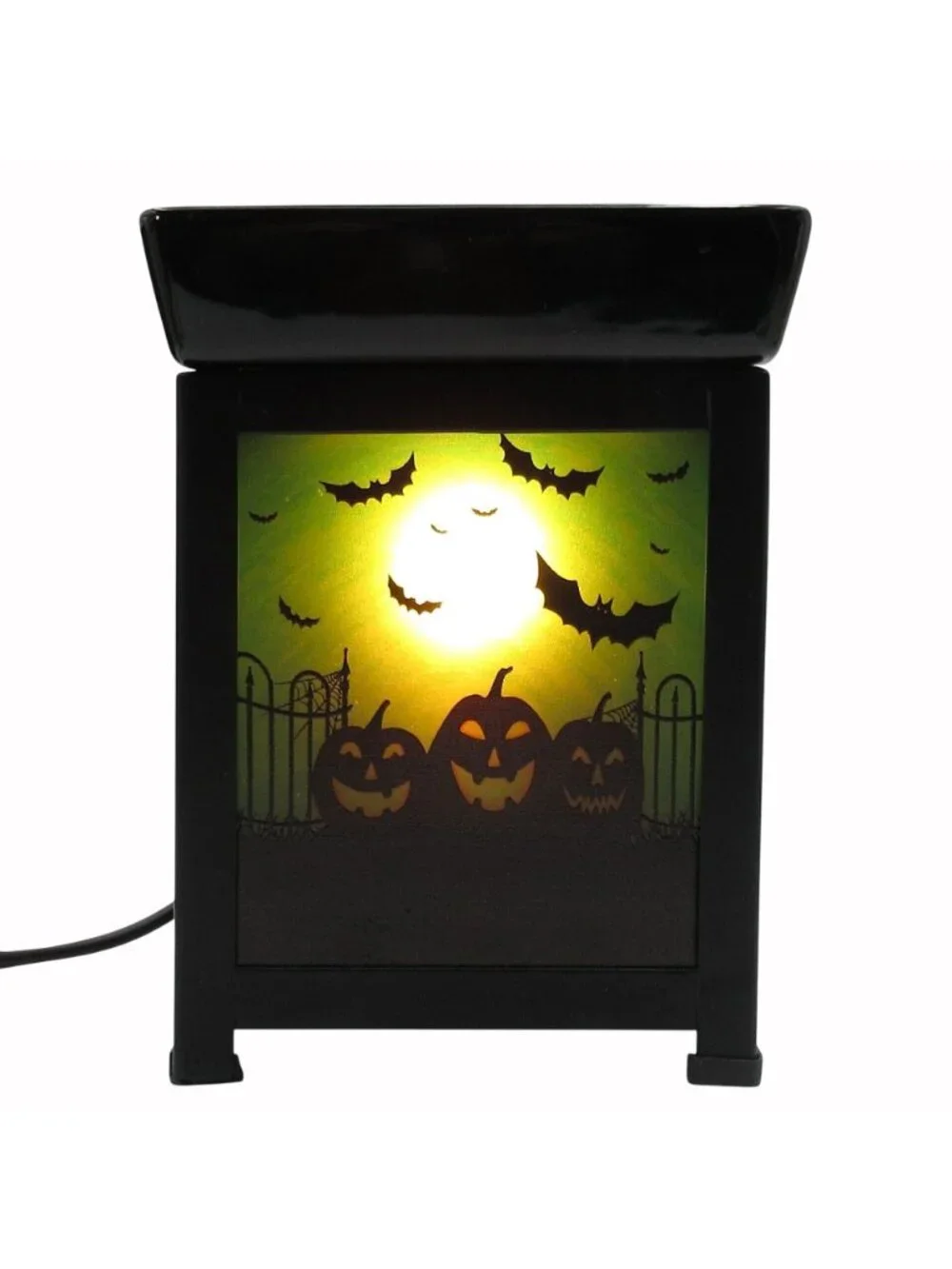 Retired Scentsy Black Pumpkin Graveyard Halloween Decor Wax Warmer Original Box